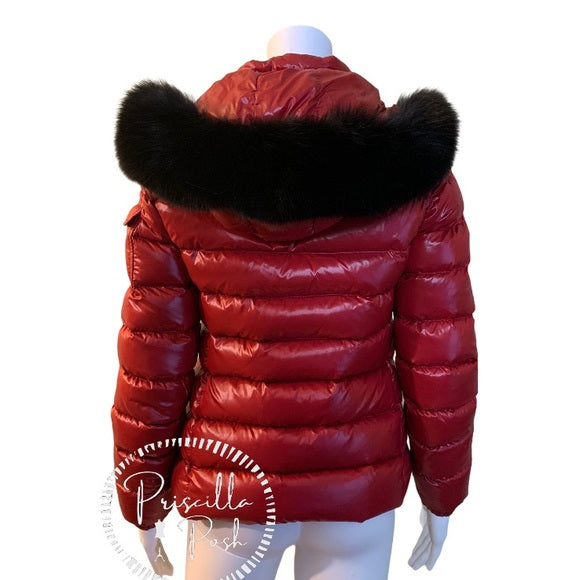 Moncler BadyFur Jacket Dark Red Giubbotto Fox Fur
