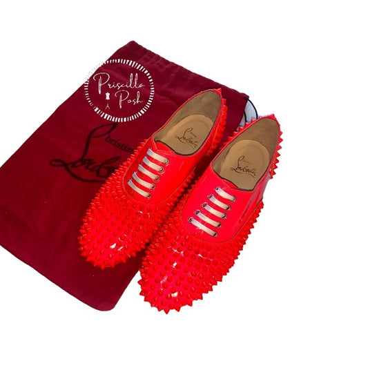 Christian Louboutin Freddy Spiked Loafer Neon Pink