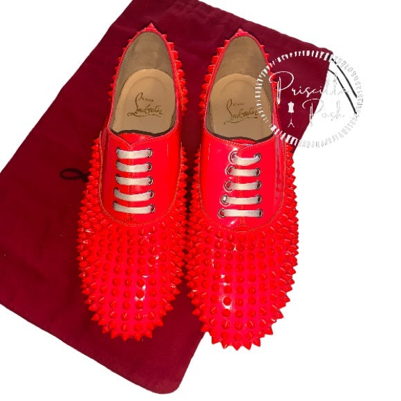 Christian Louboutin Freddy Spiked Loafer Neon Pink