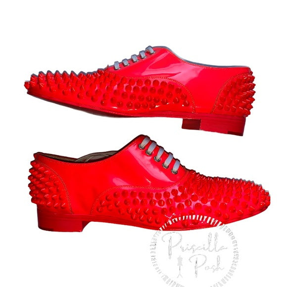 Christian Louboutin Freddy Spiked Loafer Neon Pink