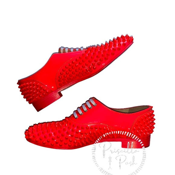 Christian Louboutin Freddy Spiked Loafer Neon Pink