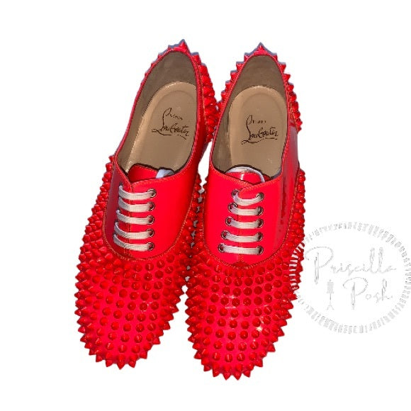 Christian Louboutin Freddy Spiked Loafer Neon Pink