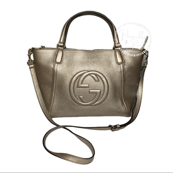 Gucci Soho Top Handle Metallic Leather Satchel