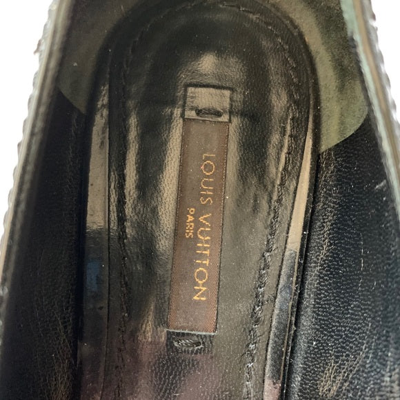Louis Vuitton Black Patent Leather Buckle Flats