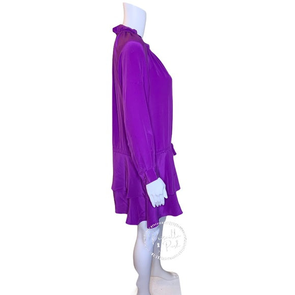 Rebecca Taylor 100% Silk Long Sleeve Ruffle Dress