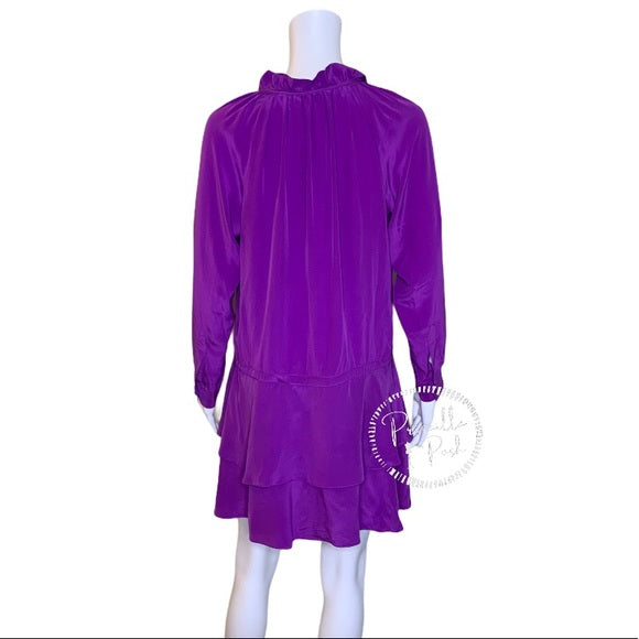 Rebecca Taylor 100% Silk Long Sleeve Ruffle Dress