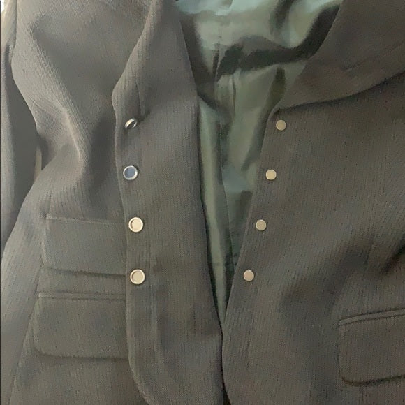 Giorgio Armani Black Grey Pinstripe Blazer