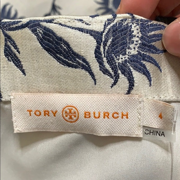 Tory Burch linen-blend floral-jacquard dress