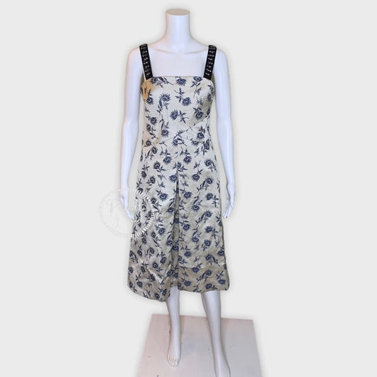Tory Burch linen-blend floral-jacquard dress