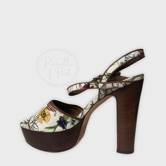 GUCCI Danielle Flora Canvas Clog Platform Sandal