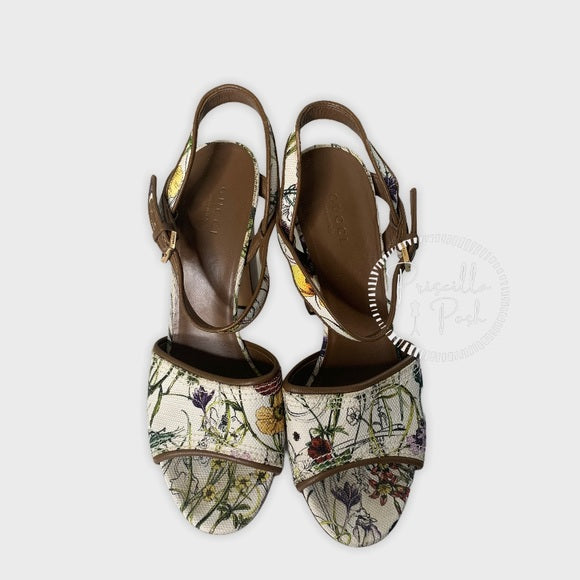 GUCCI Danielle Flora Canvas Clog Platform Sandal