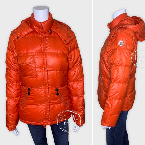 Moncler Bright Orange Goose Down Puffer Jacket