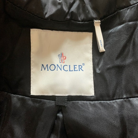 Moncler Black Mixed Media Down Puffer Wool Panel