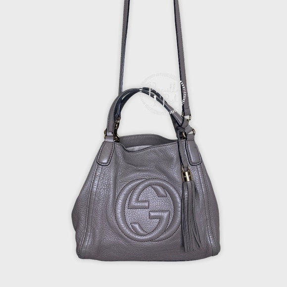 Gucci Soho Convertible Shoulder Bag Leather Taupe