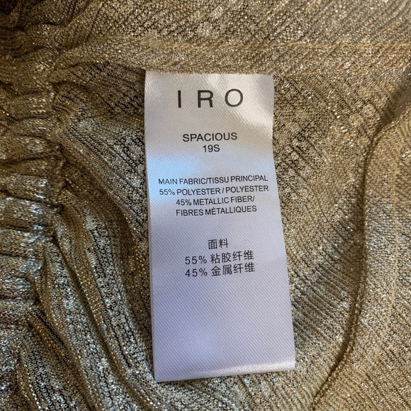 IRO Spacious Metallic Tie Neck Blouse In Champagne
