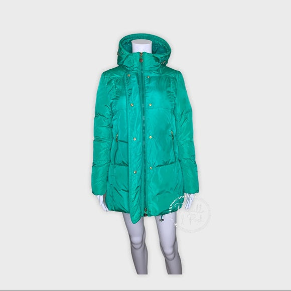 Moncler Teal Blue Green Long Down Puffer Jacket