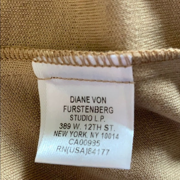 Diane Von Furstenberg Tan Khaki Wool Wrap Dress 6