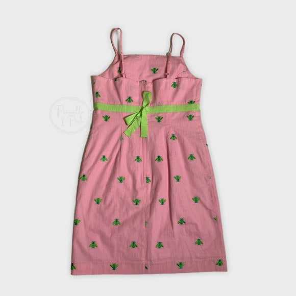 Lilly Pulitzer Pink High Neck Dress Green Bees