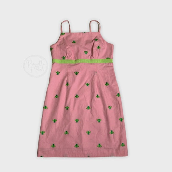 Lilly Pulitzer Pink High Neck Dress Green Bees