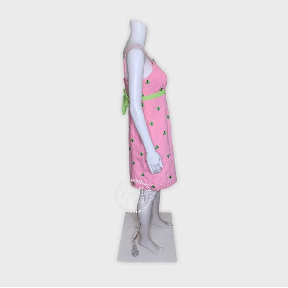 Lilly Pulitzer Pink High Neck Dress Green Bees
