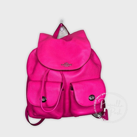 Coach Hot Pink Billie Leather Pebbled Backpack