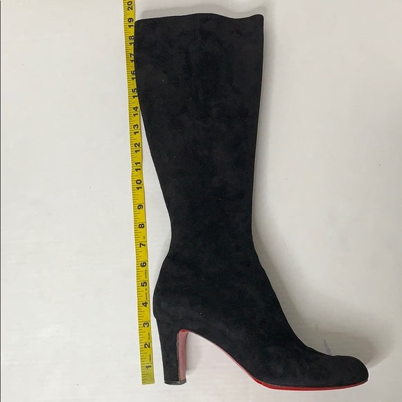 Christian Louboutin Black Suede Knee High Boots