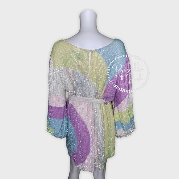 Retrofete Grace Sequin Dress Multi Color Swirl