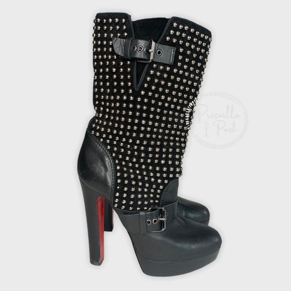 CHRISTIAN LOUBOUTIN Calf VIP Suede Marisa 140 Studded Boots