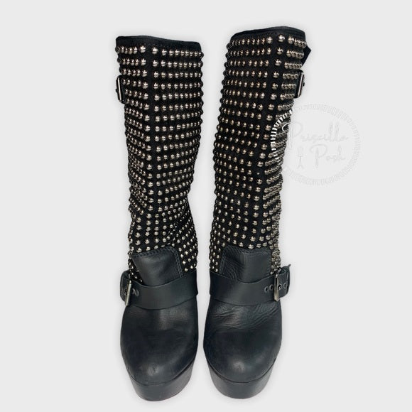 CHRISTIAN LOUBOUTIN Calf VIP Suede Marisa 140 Studded Boots