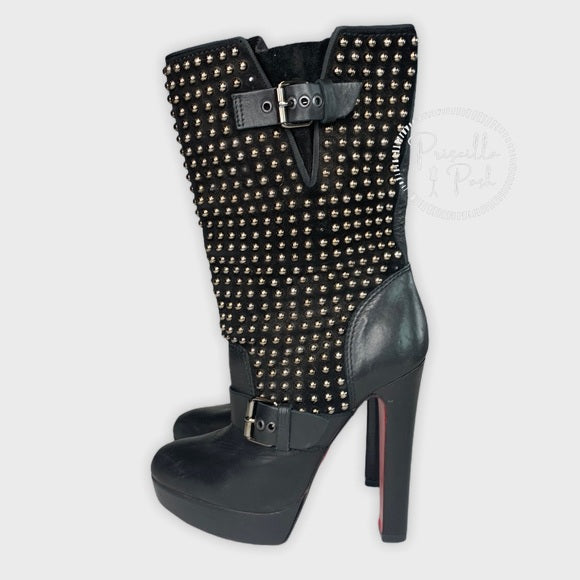 CHRISTIAN LOUBOUTIN Calf VIP Suede Marisa 140 Studded Boots