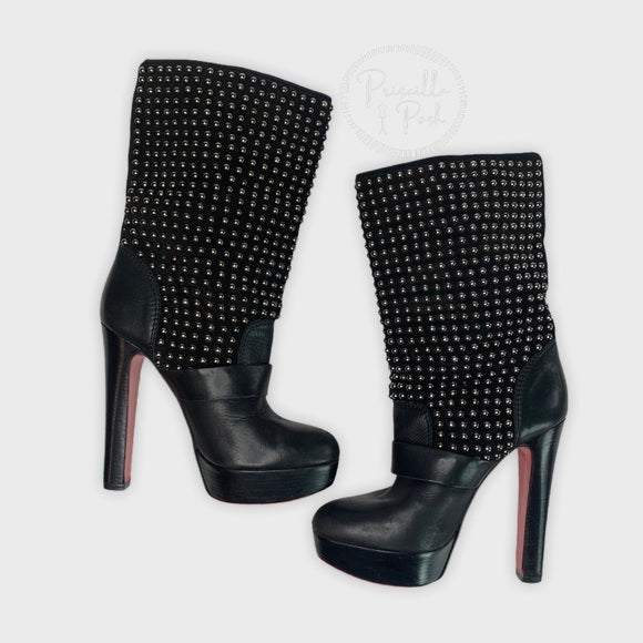 CHRISTIAN LOUBOUTIN Calf VIP Suede Marisa 140 Studded Boots
