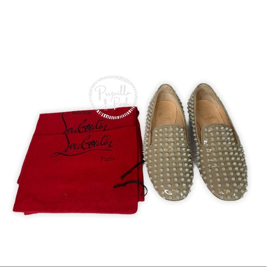 Christian Louboutin Rolling Spikes Loafer in Stone