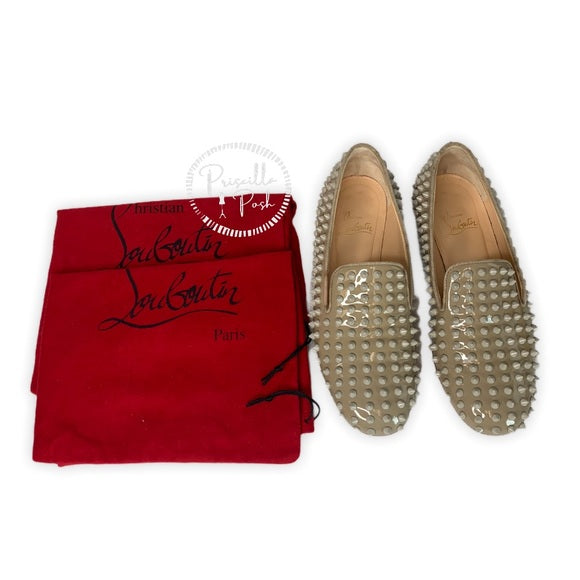 Christian Louboutin Rolling Spikes Loafer in Stone