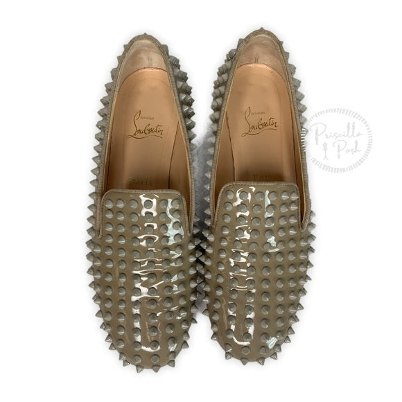 Christian Louboutin Rolling Spikes Loafer in Stone