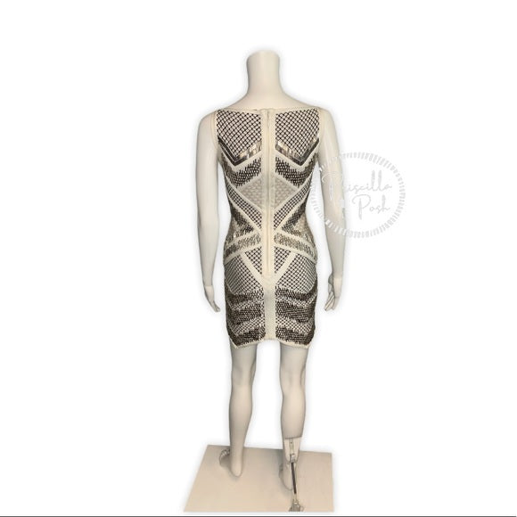 Herve Leger Juliet Geometric Beaded Bandage Dress
