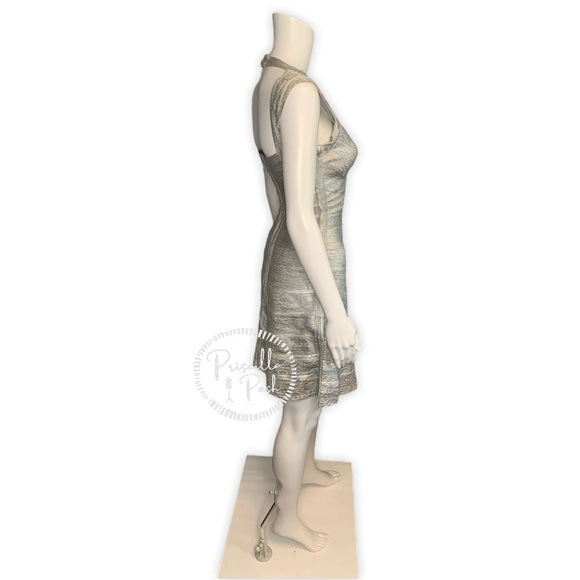 Herve Leger Breton Woodgrain Foil-Print Dress