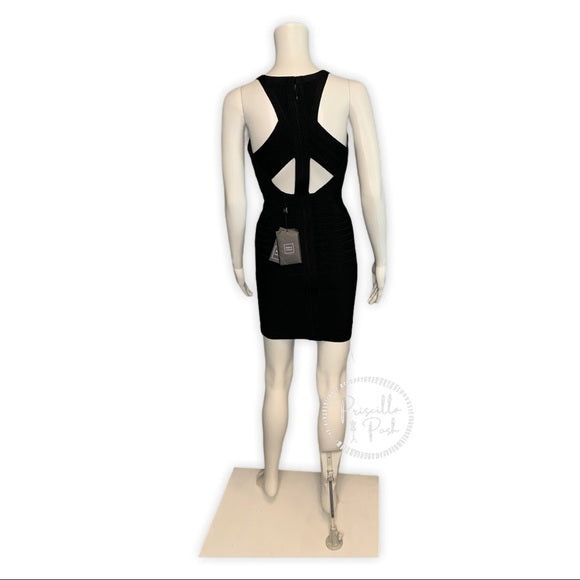 NWT HERVE LEGER Black Dema Cutout Bandage Dress