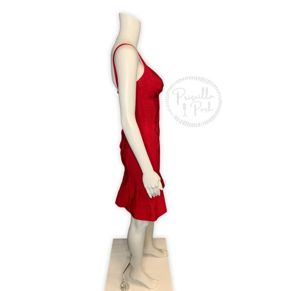 Herve Leger Luella Dress In Lipstick Red Bandage