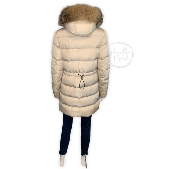 Moncler Fragonette Puffer Coat W Fur Hood In Beige