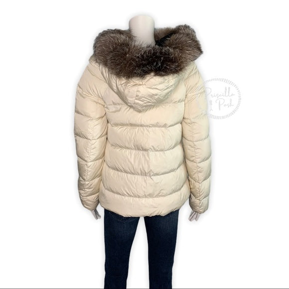 Moncler Chitalpa Fur Trimmed Puffer Jacket Ivory