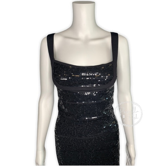 Herve Leger ‘Katherine’ Black Sequin Bandage Dress