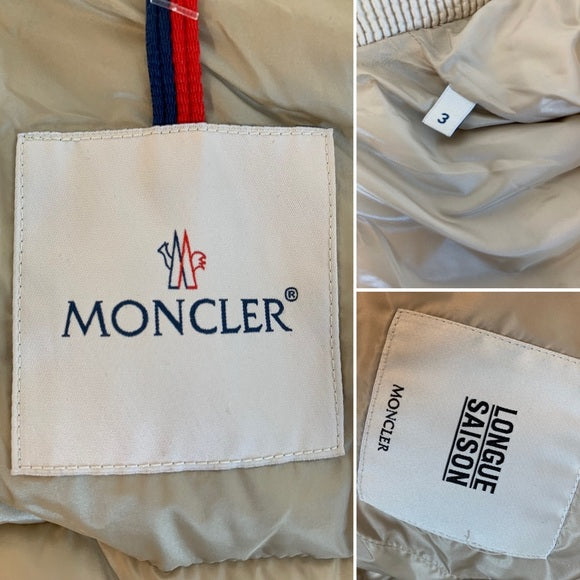 Moncler Beige Down Puffer Quilted Bomber Jacket
