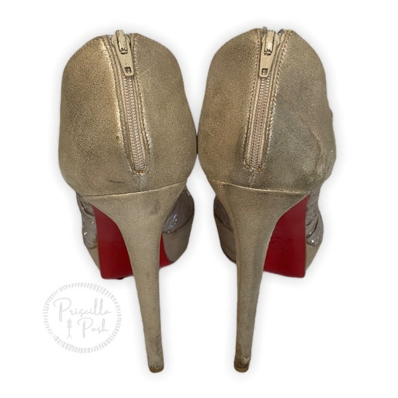 Christian Louboutin Gold Canon Ankle Booties 39