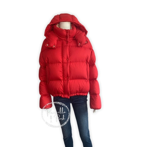 Moncler Red Quilted Puffer Jacket Coat Goose Down