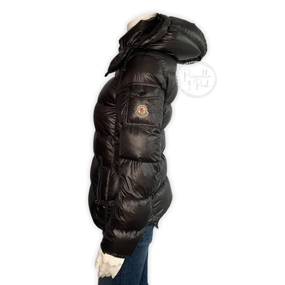 Moncler Black Hooded Down Puffer Coat Jacket
