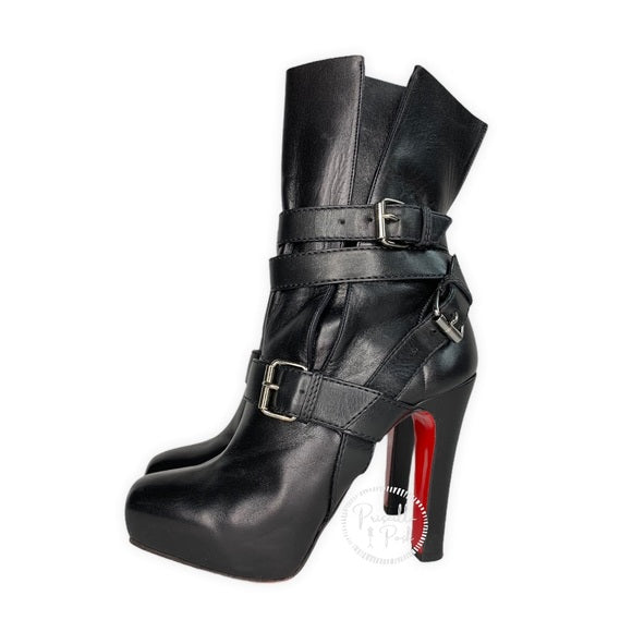 Christian Louboutin Black Platform Ankle Boots