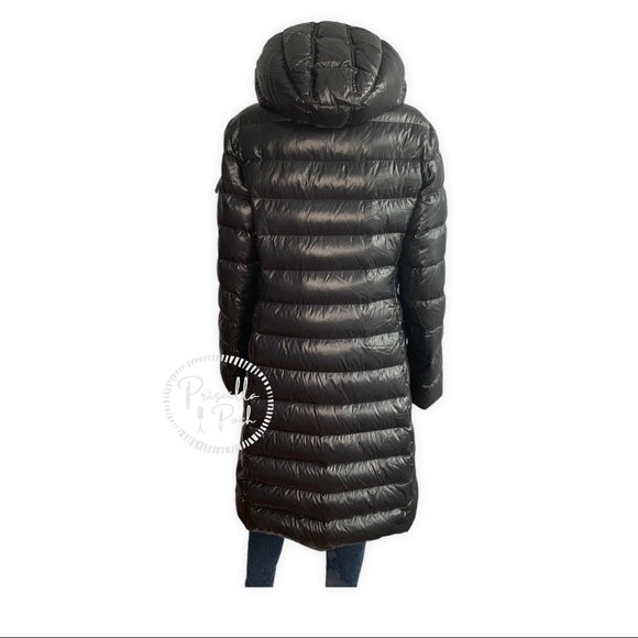 MONCLER Moka Shiny Fitted Puffer Coat with Hood