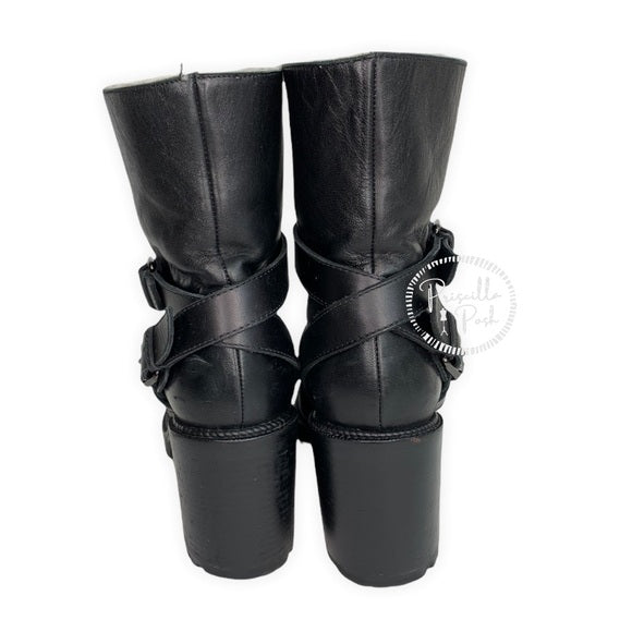 Christian Louboutin Black Leather Shearling Lined Boots
