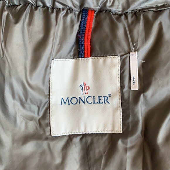 Moncler Grey Puffer Jacket Knit Collar Puffer Coat