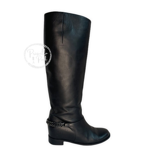 Christian Louboutin Black Leather Tall Knee Boot 36